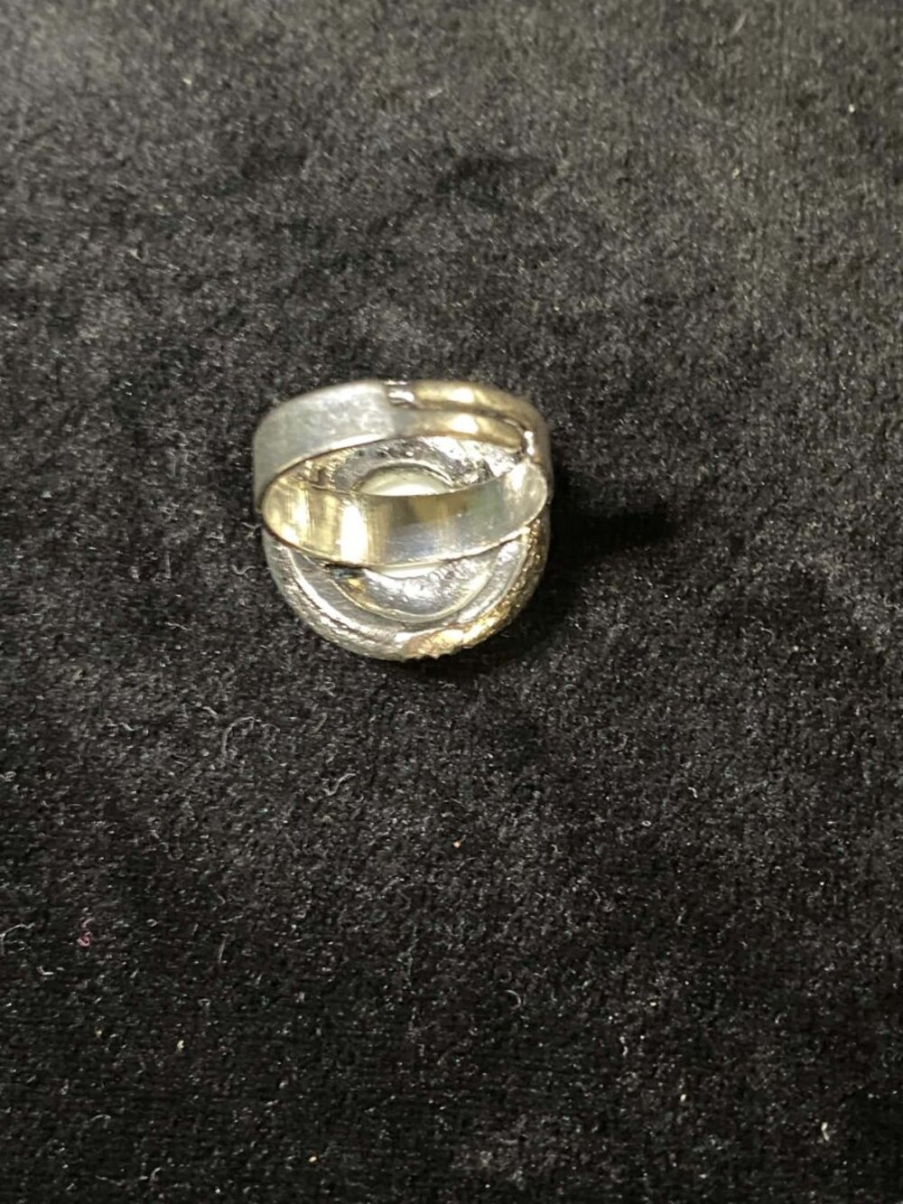 Vintage Faux Opal Glitter Adjustable Antique Silver tone Ring - Picture 4 of 5